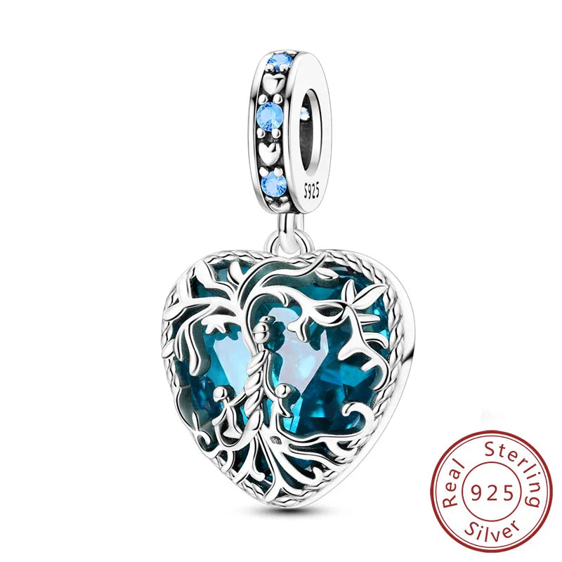 Charms de plata de ley 925 para pulsera · Corazones y familia
