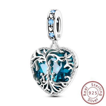 Charms de plata de ley 925 para pulsera · Corazones y familia
