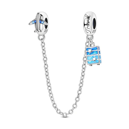 Cadenas de seguridad y clips de plata de ley 925 para pulsera