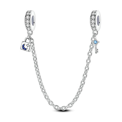 Cadenas de seguridad y clips de plata de ley 925 para pulsera