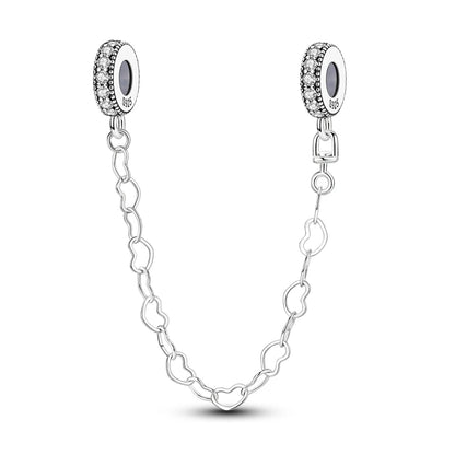 Cadenas de seguridad y clips de plata de ley 925 para pulsera