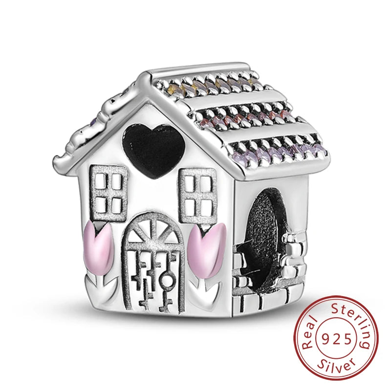 Charms de plata de ley 925 para pulsera · Corazones y familia