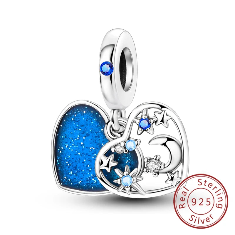 Charms de plata de ley 925 para pulsera · Corazones y familia