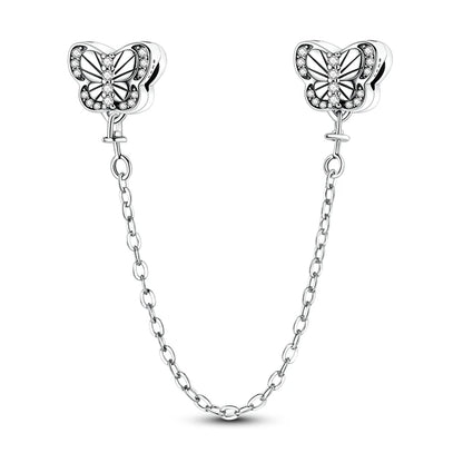 Cadenas de seguridad y clips de plata de ley 925 para pulsera