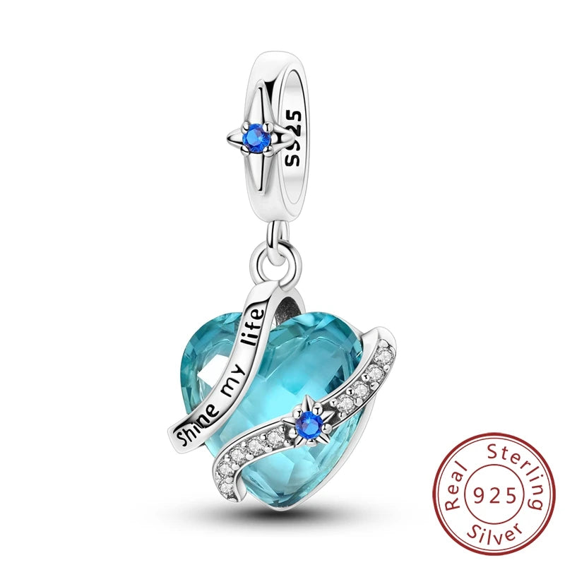 Charms de plata de ley 925 para pulsera · Corazones y familia
