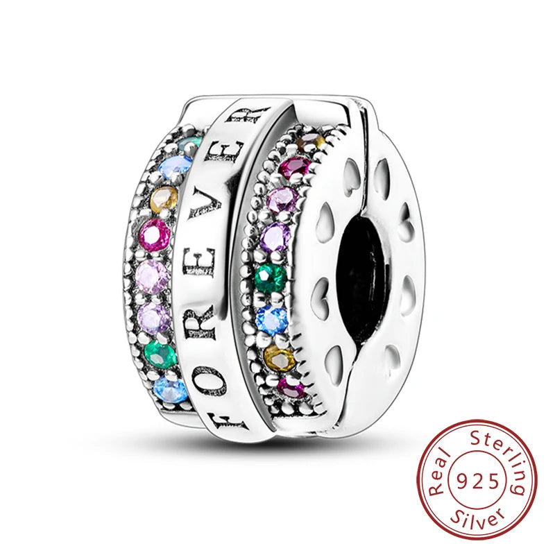 Charms de plata de ley 925 para pulsera · Corazones y familia