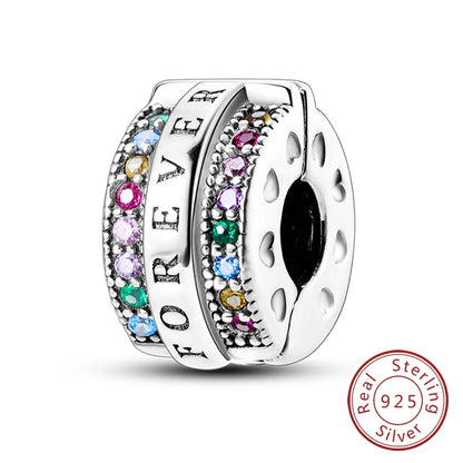 Charms de plata de ley 925 para pulsera · Corazones y familia
