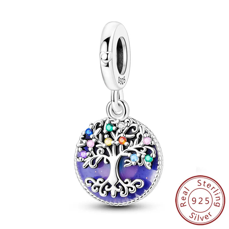 Charms de plata de ley 925 para pulsera · Corazones y familia