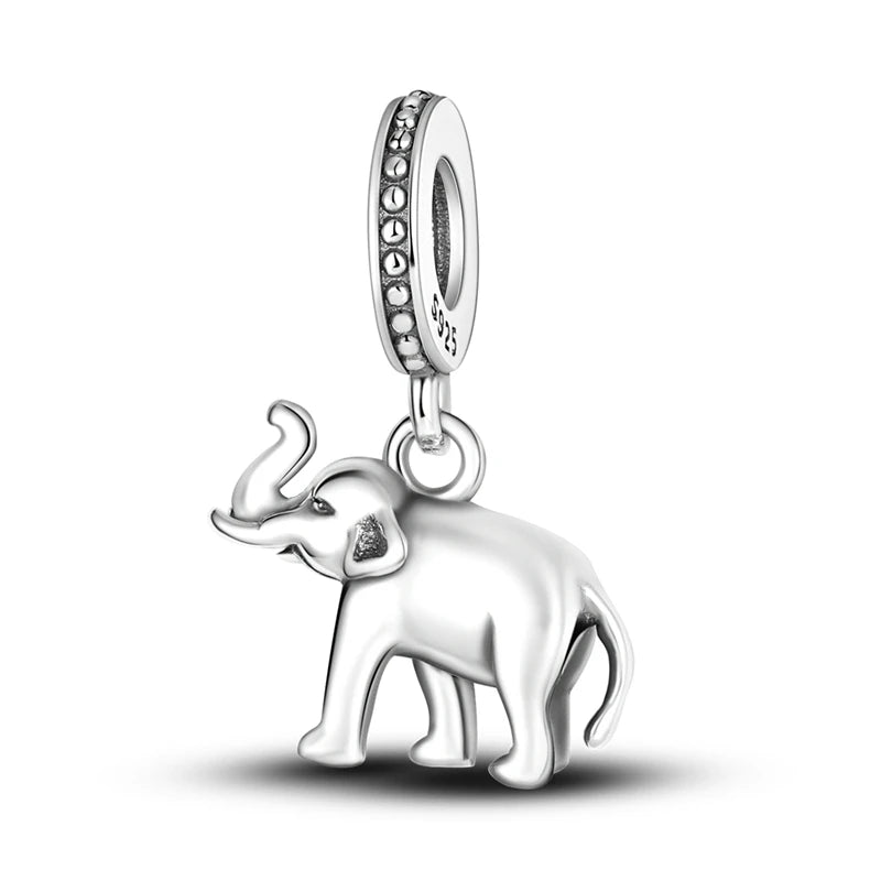 Charms de plata de ley 925 para pulsera · Animales, corazones y árbol de la vida