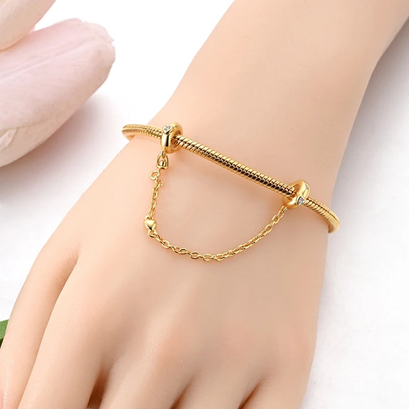 Cadenas de seguridad y clips de plata de ley 925 para pulsera