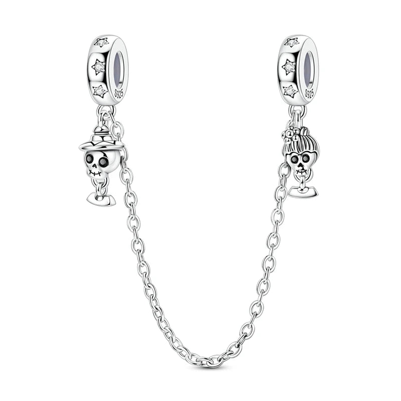 Cadenas de seguridad y clips de plata de ley 925 para pulsera