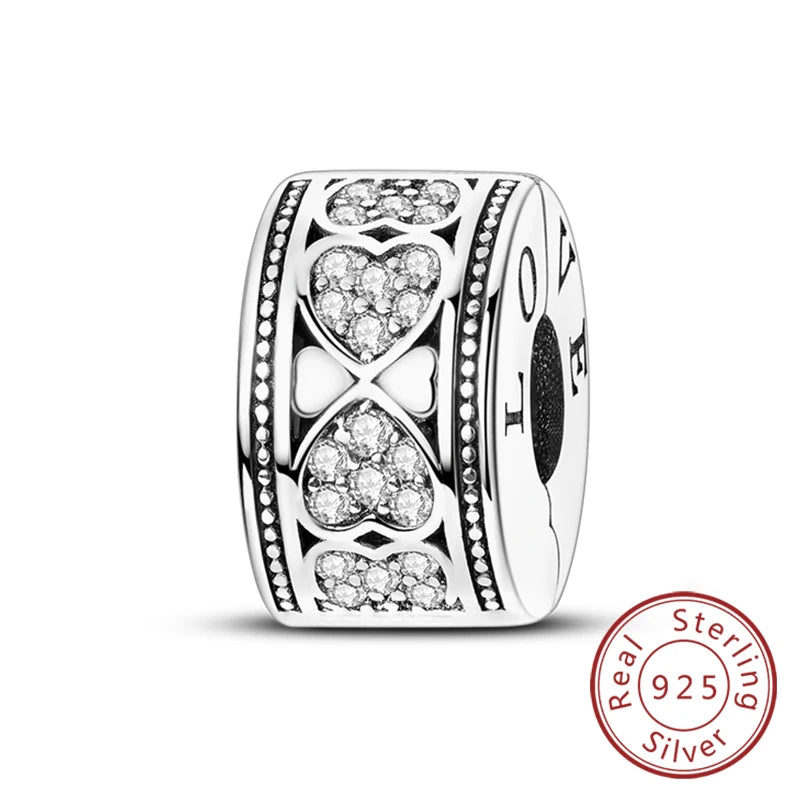 Charms de plata de ley 925 para pulsera · Corazones y familia