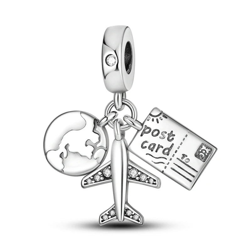 Charms de plata de ley 925 para pulsera · Animales, corazones y árbol de la vida
