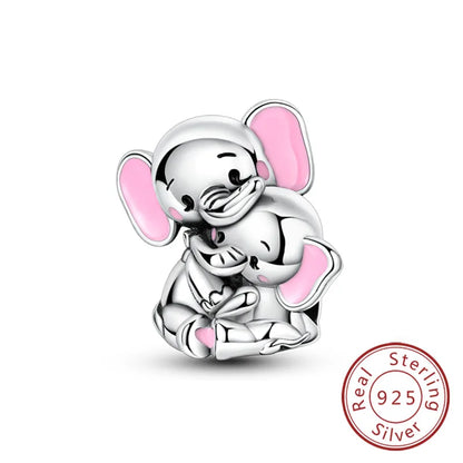 Charms de plata de ley 925 para pulsera · Animales y flores