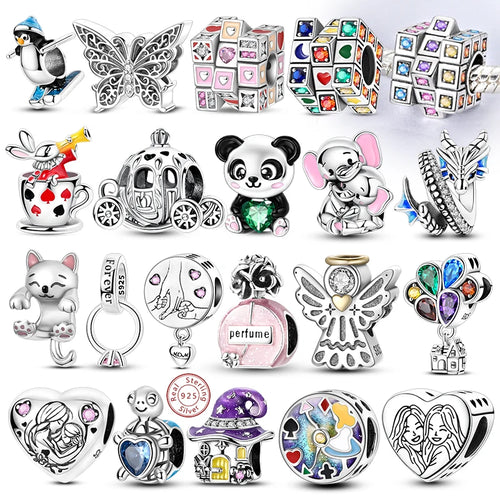 Charms de plata de ley 925 para pulsera · Animales y flores