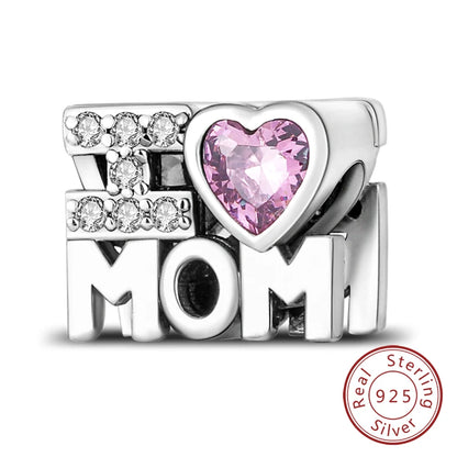 Charms de plata de ley 925 para pulsera · Corazones y familia