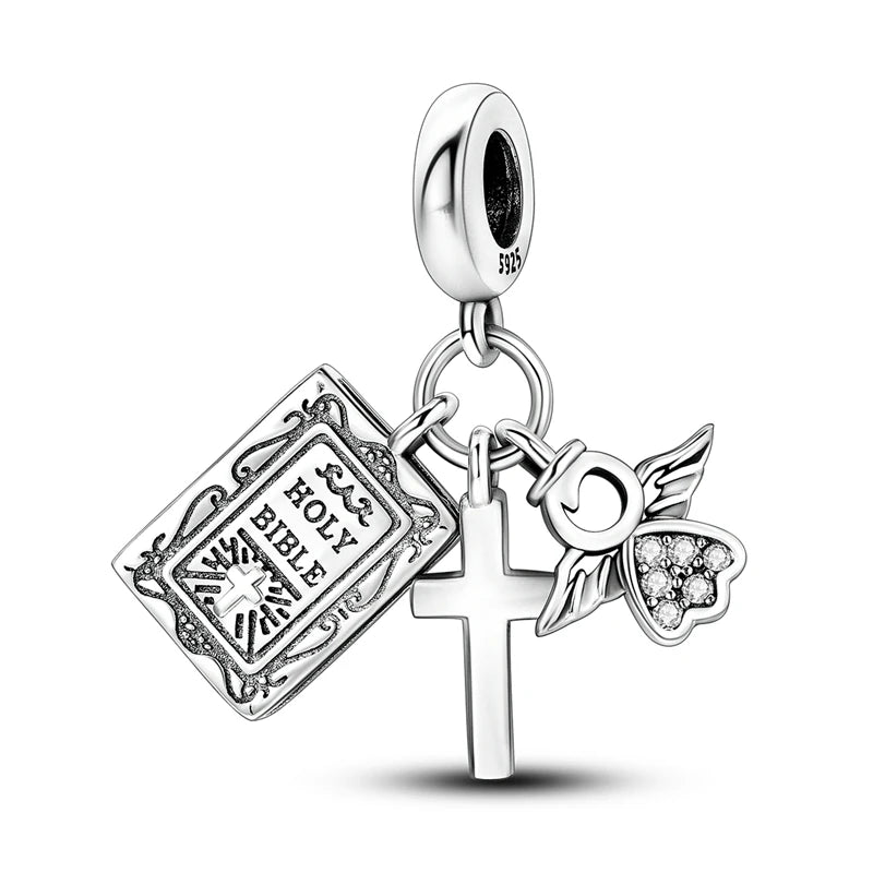 Charms de plata de ley 925 para pulsera · Animales, corazones y árbol de la vida