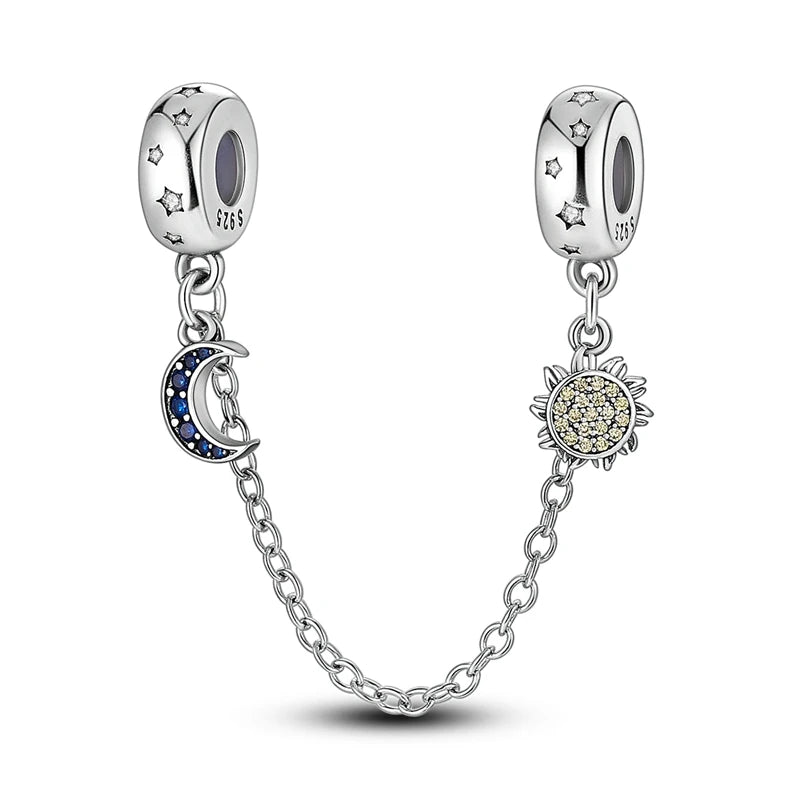 Cadenas de seguridad y clips de plata de ley 925 para pulsera