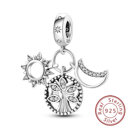Charms de plata de ley 925 para pulsera · Corazones y familia