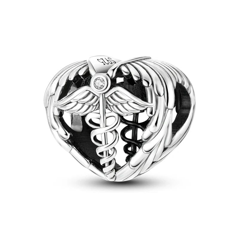 Charms de plata de ley 925 para pulsera · Animales, corazones y árbol de la vida