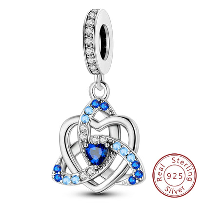 Charms de plata de ley 925 para pulsera · Corazones y familia