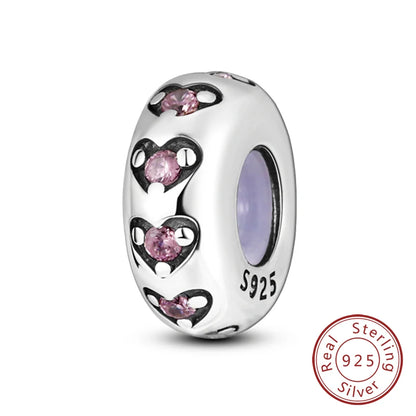Charms de plata de ley 925 para pulsera · Corazones y familia
