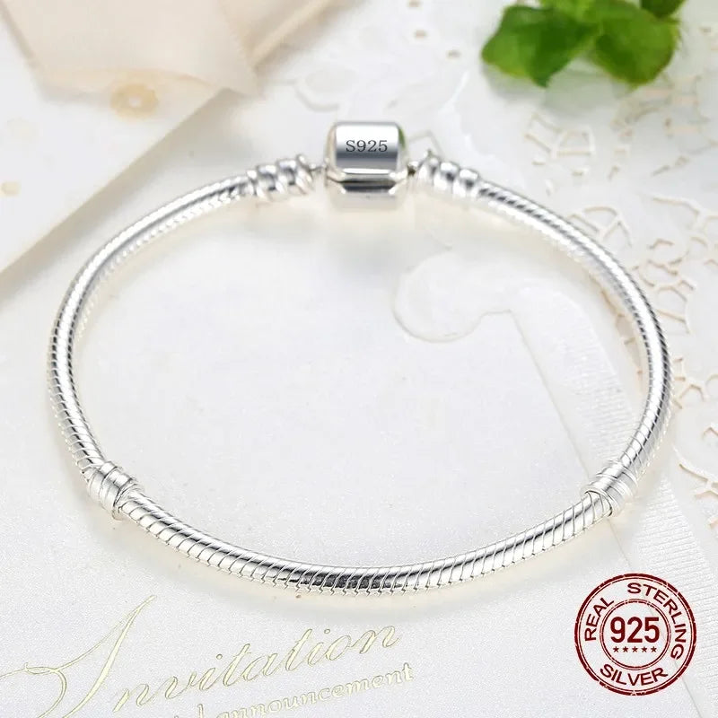 Pulsera de plata de ley 925 · Cadena de serpiente para charms