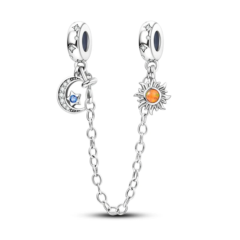 Cadenas de seguridad y clips de plata de ley 925 para pulsera