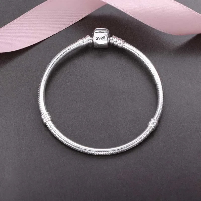 Pulsera de plata de ley 925 · Cadena de serpiente para charms