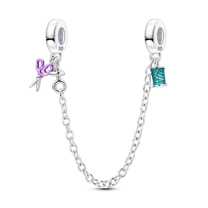 Cadenas de seguridad y clips de plata de ley 925 para pulsera
