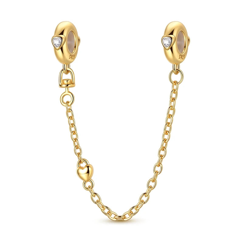 Cadenas de seguridad y clips de plata de ley 925 para pulsera