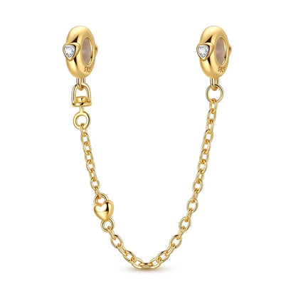 Cadenas de seguridad y clips de plata de ley 925 para pulsera