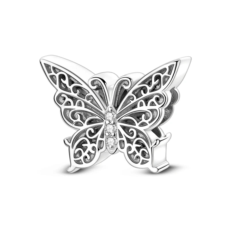 Charms de plata de ley 925 para pulsera · Animales, corazones y árbol de la vida