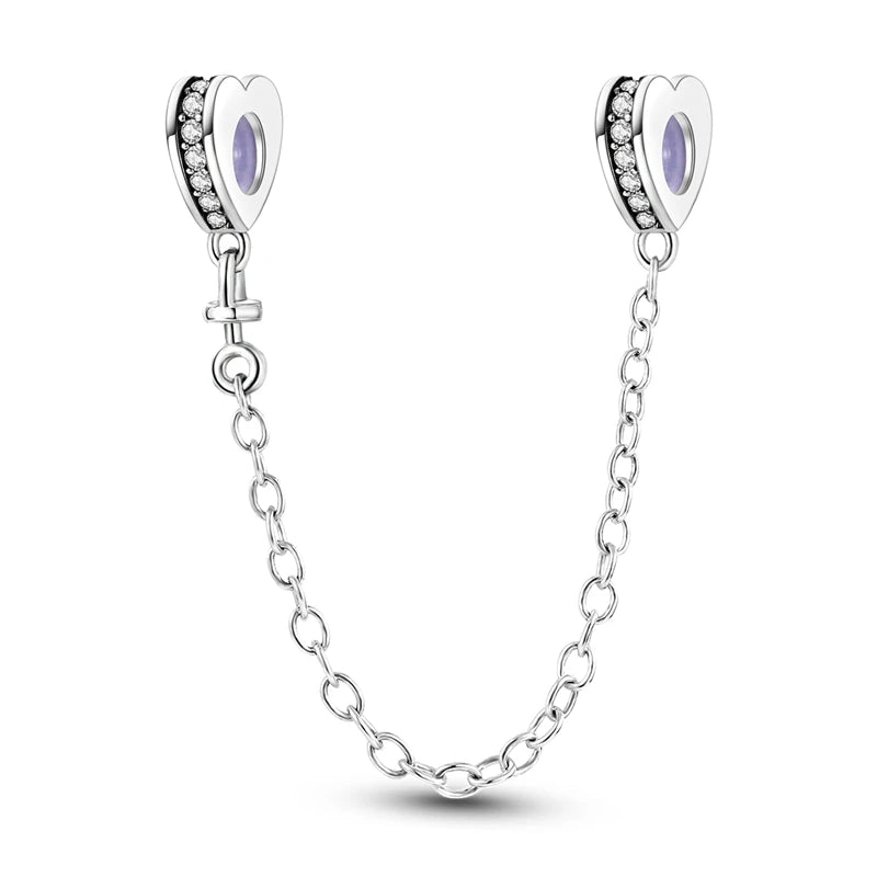 Cadenas de seguridad y clips de plata de ley 925 para pulsera