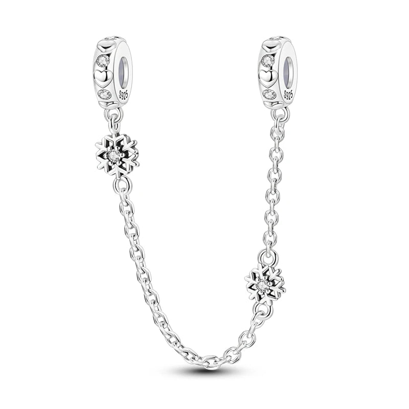 Cadenas de seguridad y clips de plata de ley 925 para pulsera