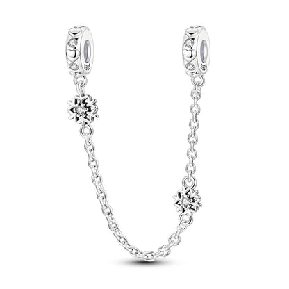 Cadenas de seguridad y clips de plata de ley 925 para pulsera
