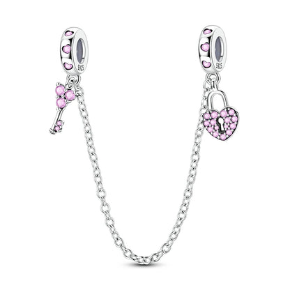 Cadenas de seguridad y clips de plata de ley 925 para pulsera