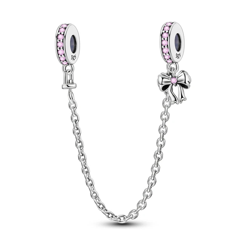 Cadenas de seguridad y clips de plata de ley 925 para pulsera