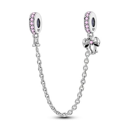 Cadenas de seguridad y clips de plata de ley 925 para pulsera