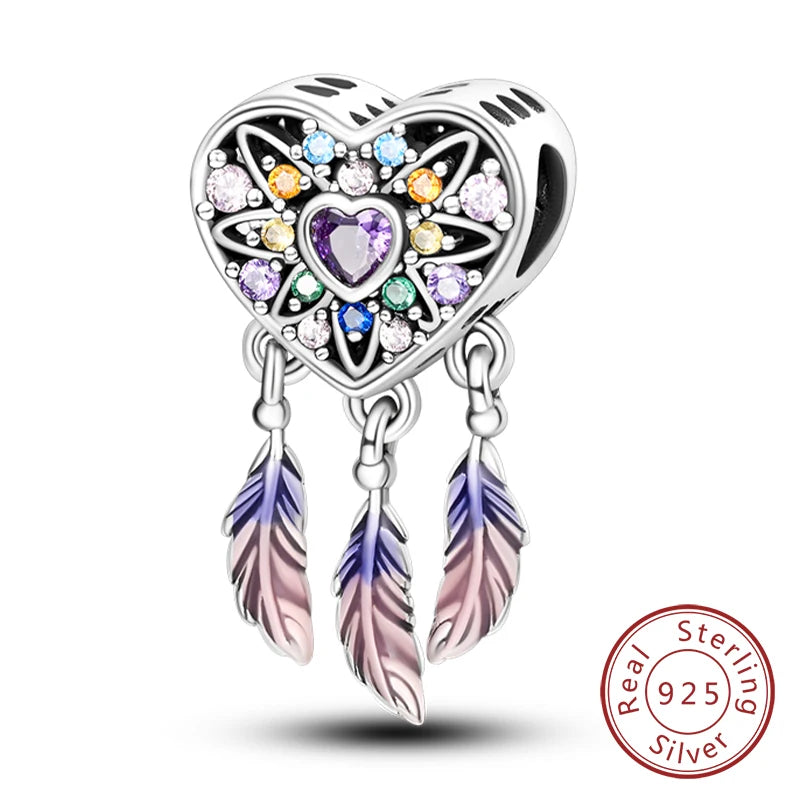 Charms de plata de ley 925 para pulsera · Corazones y familia