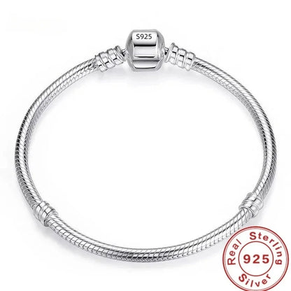 Pulsera de plata de ley 925 · Cadena de serpiente para charms