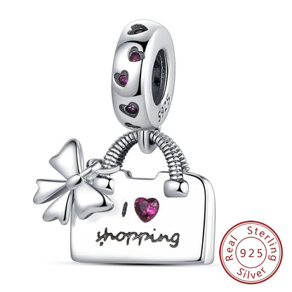 Charms de plata de ley 925 para pulsera · Corazones y familia