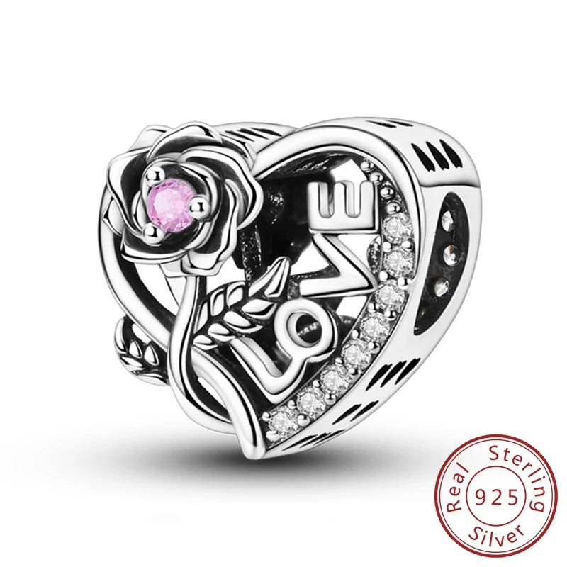 Charms de plata de ley 925 para pulsera · Animales y flores
