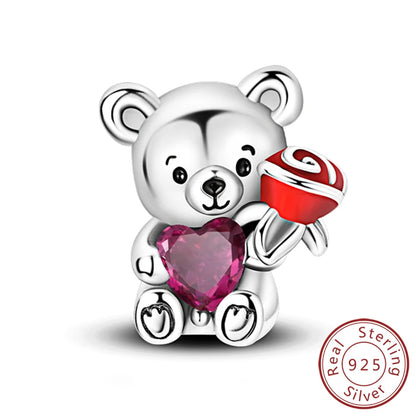 Charms de plata de ley 925 para pulsera · Corazones y familia