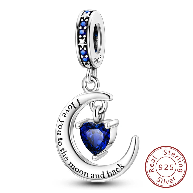 Charms de plata de ley 925 para pulsera · Corazones y familia