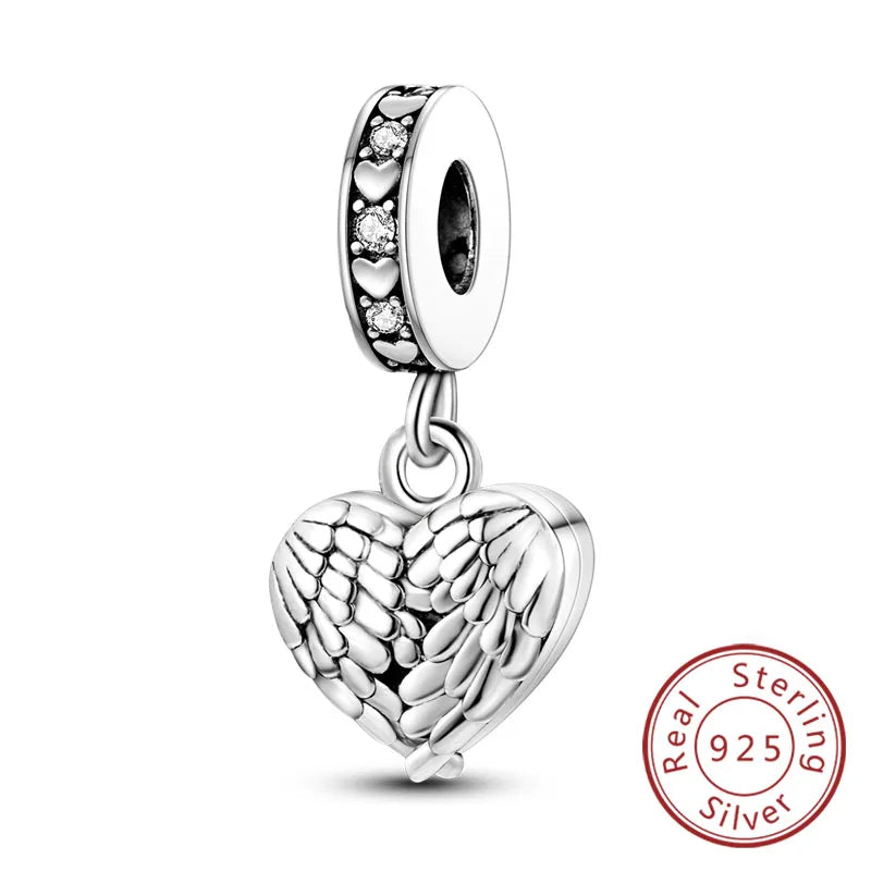Charms de plata de ley 925 para pulsera · Corazones y familia