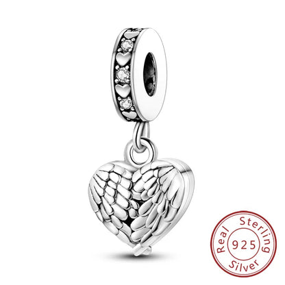 Charms de plata de ley 925 para pulsera · Corazones y familia
