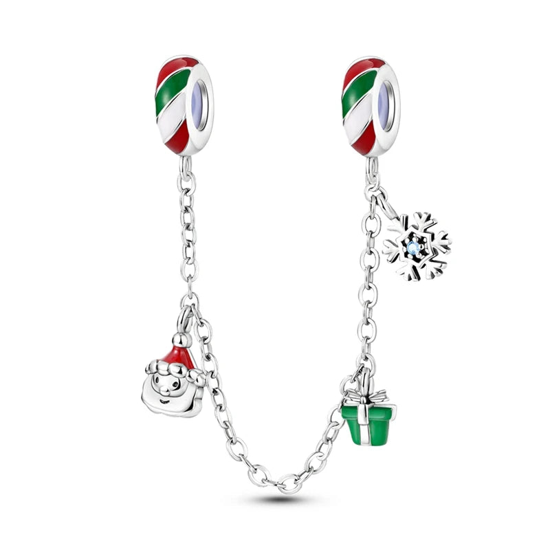 Cadenas de seguridad y clips de plata de ley 925 para pulsera