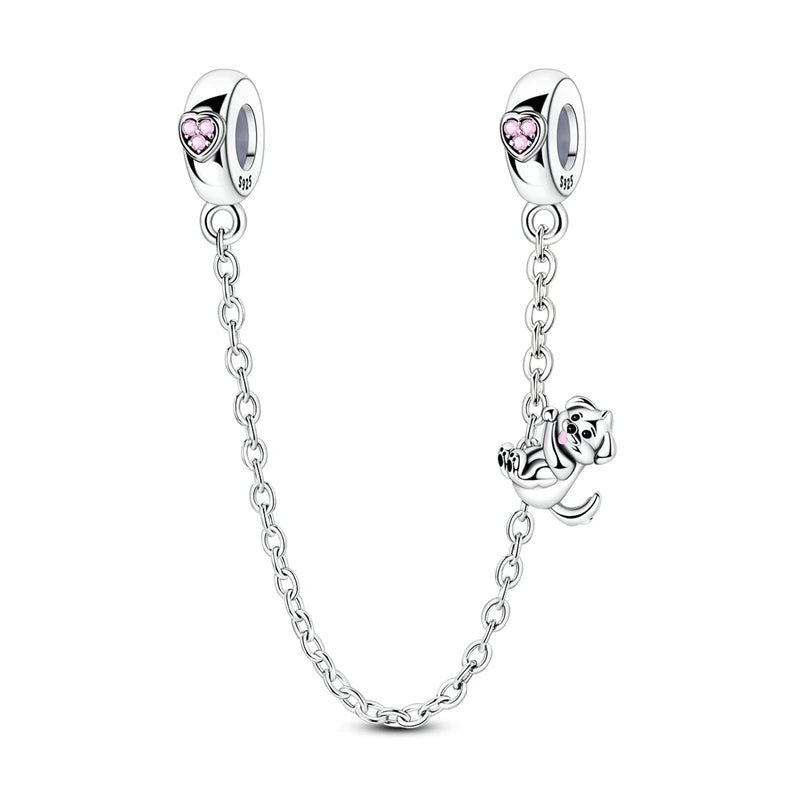 Cadenas de seguridad y clips de plata de ley 925 para pulsera