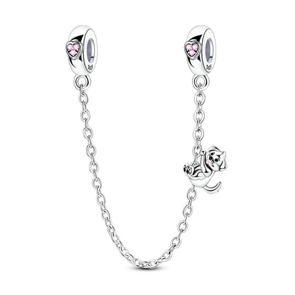 Cadenas de seguridad y clips de plata de ley 925 para pulsera